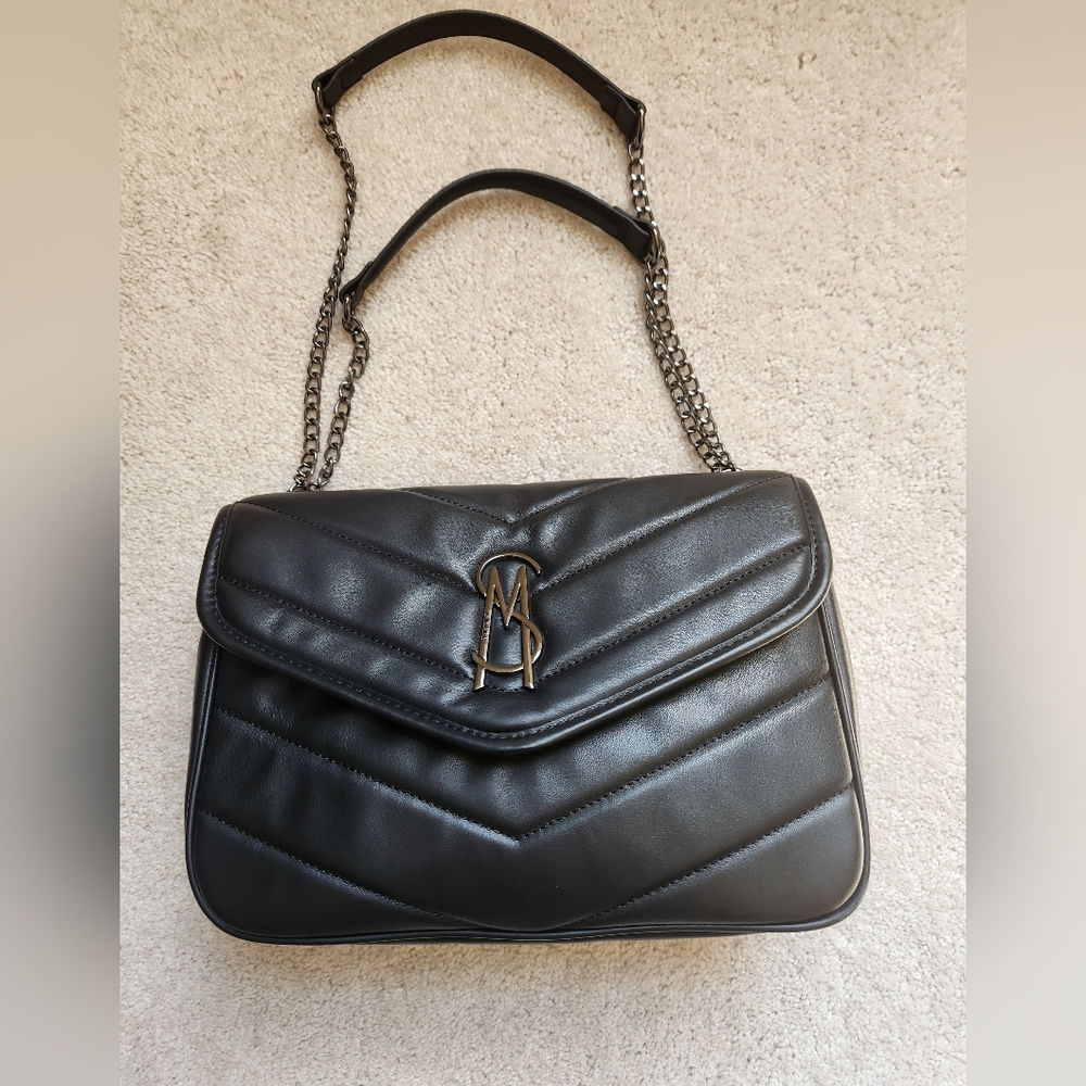 Steve Madden Black Leather Chain Shoulder Bag